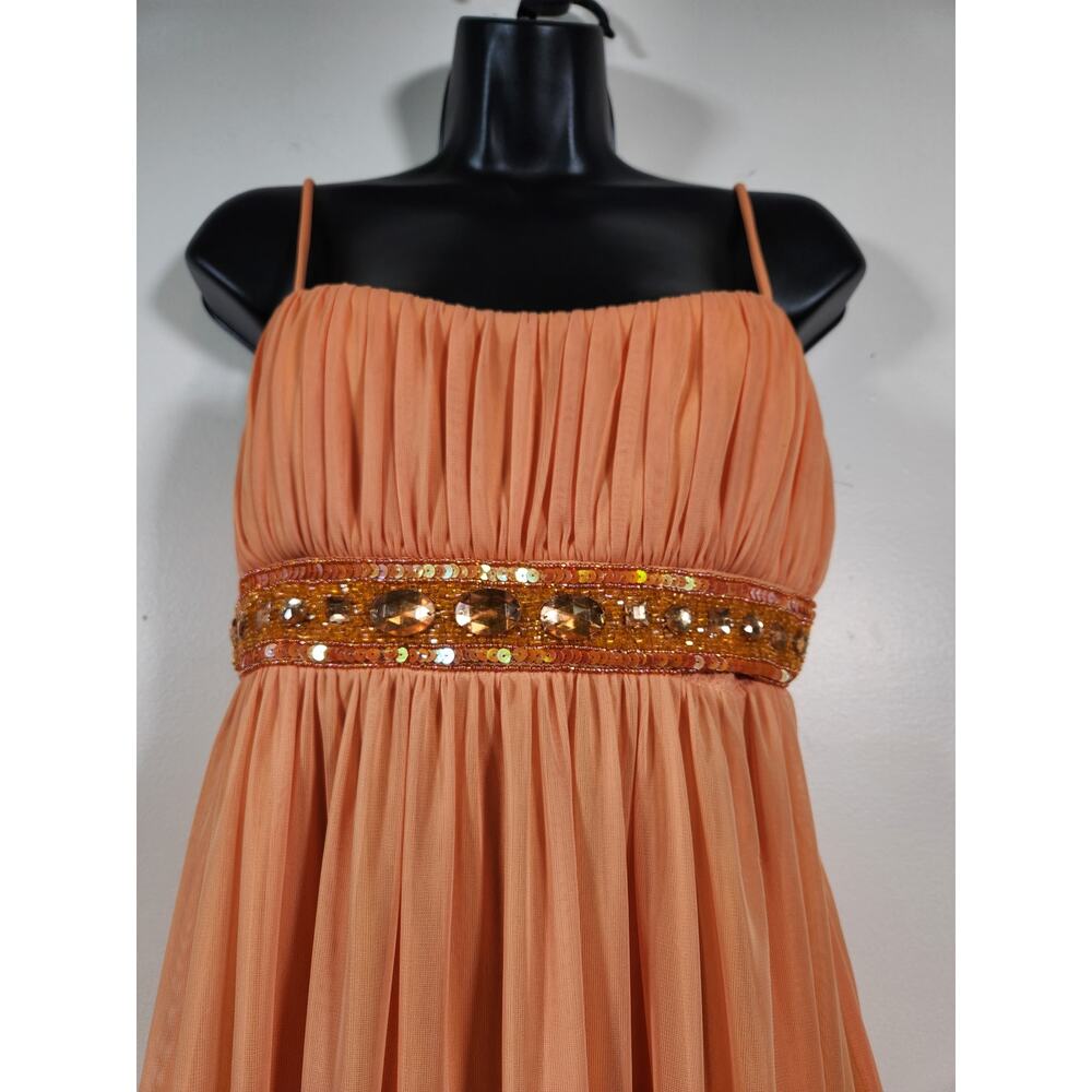 CITY TRIANGLES Chiffon Knee Length Fit Flare Cocktail Dress Women L Orange FLAWS - Picture 11 of 12